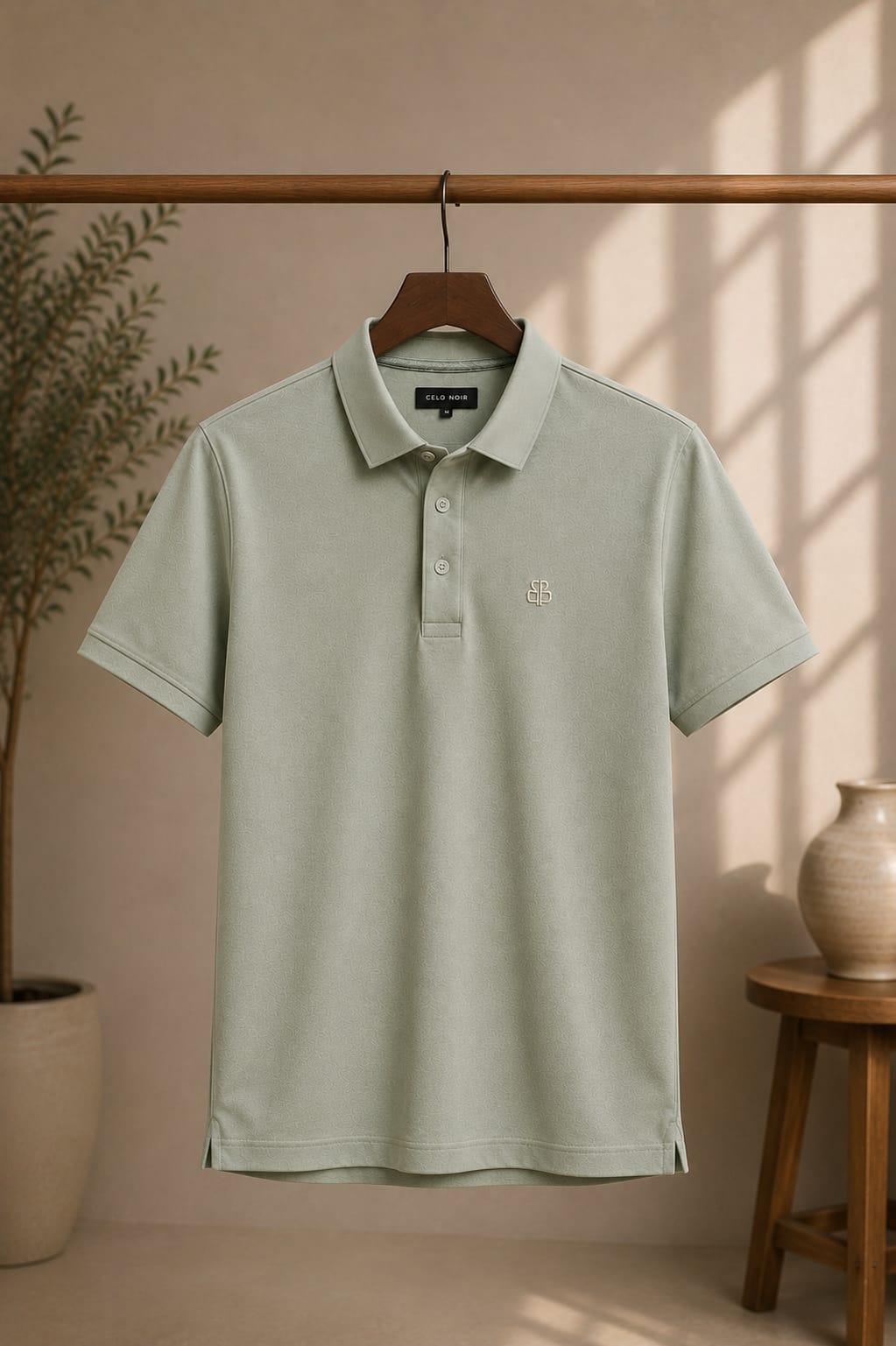 Celo Noir Sage Textured Polo