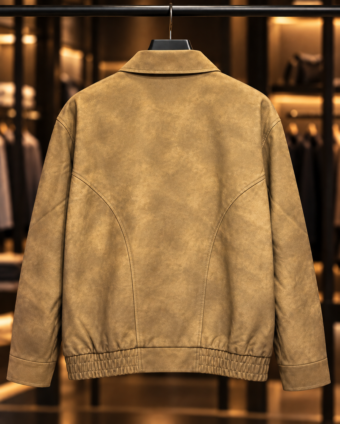 Men’s Camel Brown Leather-Look Zip Jacket