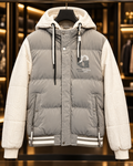 Men’s Light Grey & Cream Hooded Puffer Jacket
