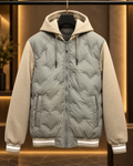 Men’s Sage Grey & Beige Quilted Hooded Jacket