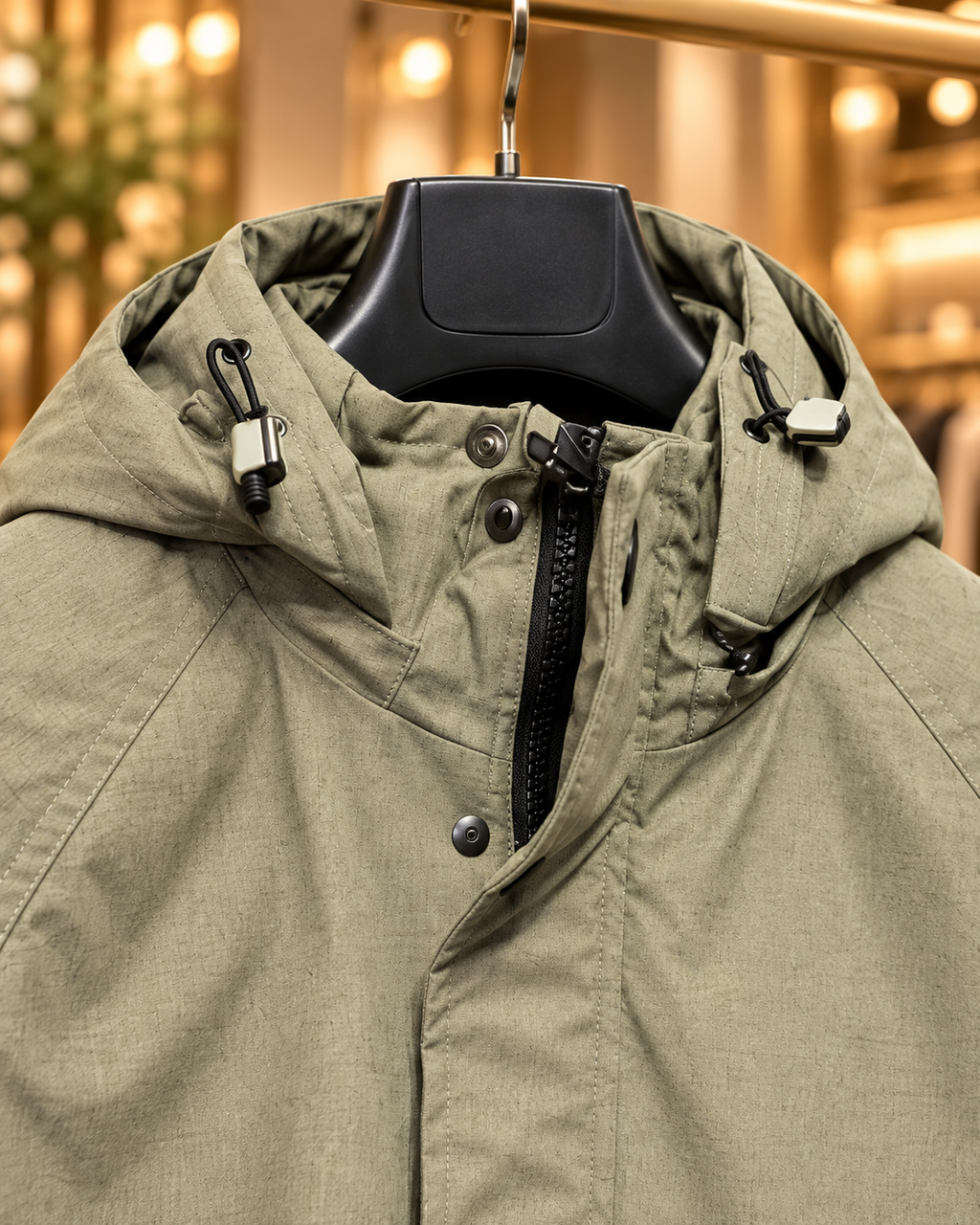 Men’s Sage Khaki Hooded Casual Jacket