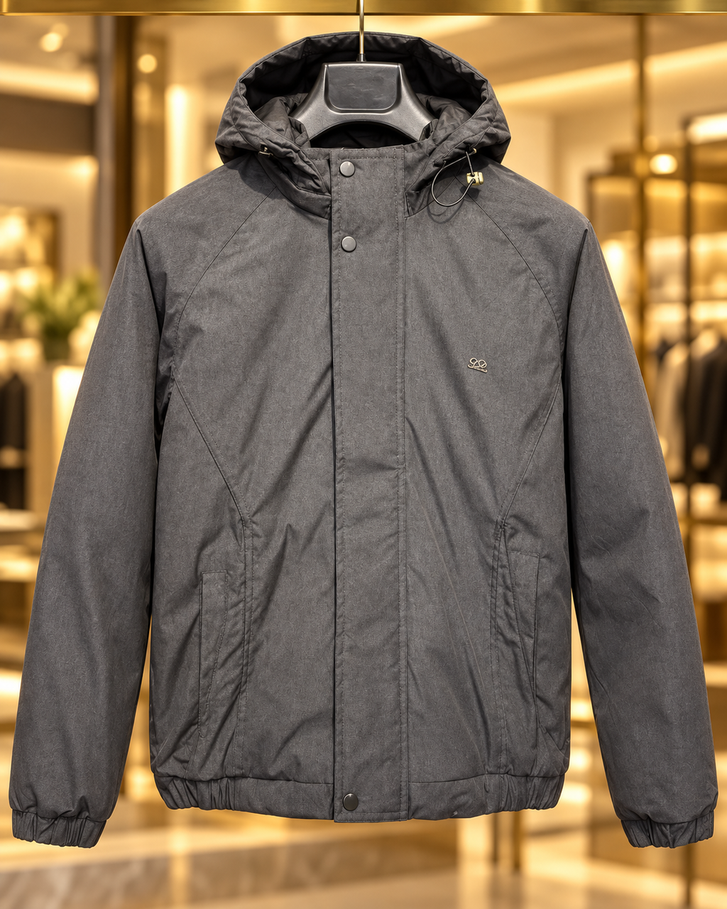 Men’s Charcoal Grey Hooded Casual Jacket