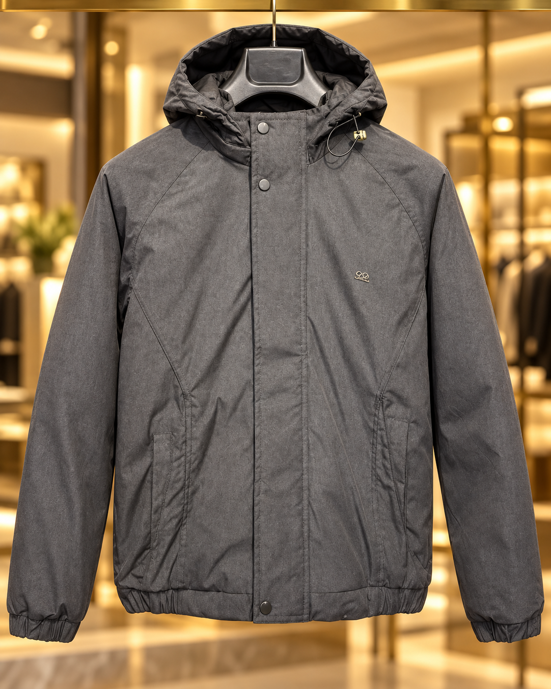 Men’s Charcoal Grey Hooded Casual Jacket