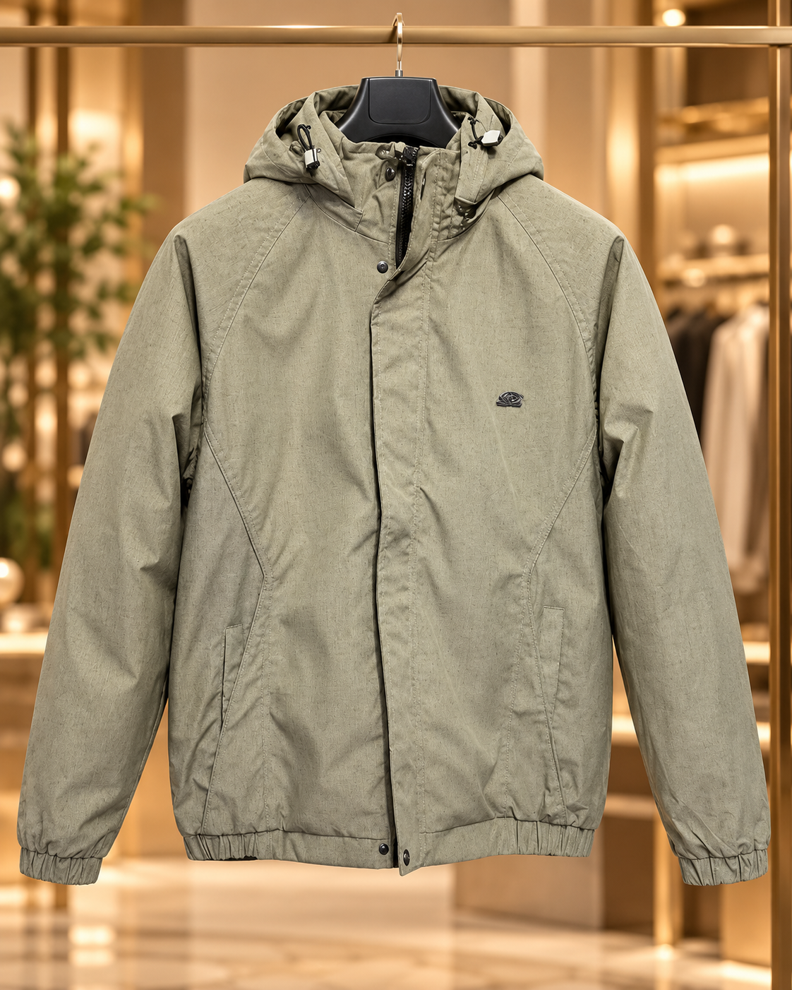 Men’s Sage Khaki Hooded Casual Jacket