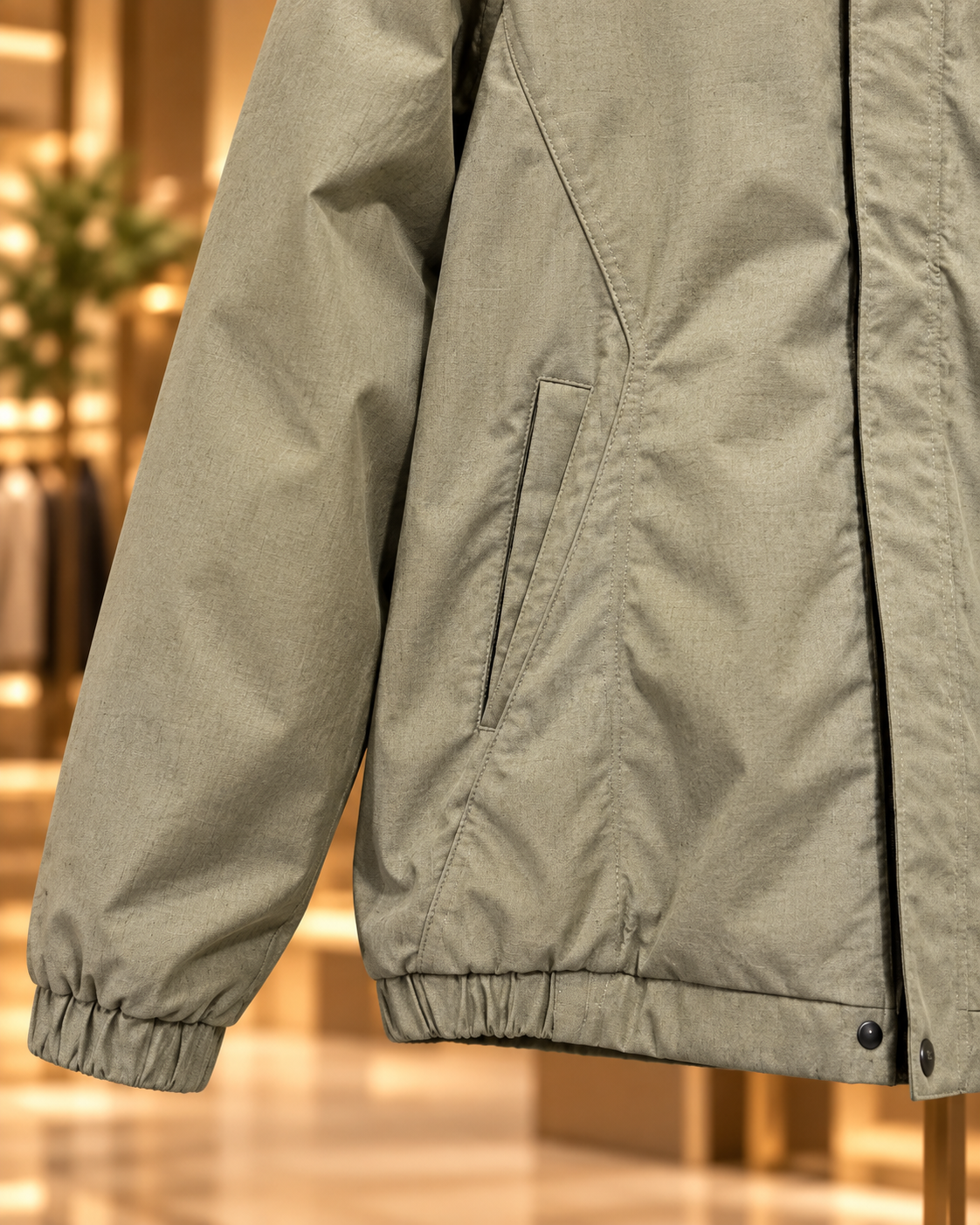 Men’s Sage Khaki Hooded Casual Jacket