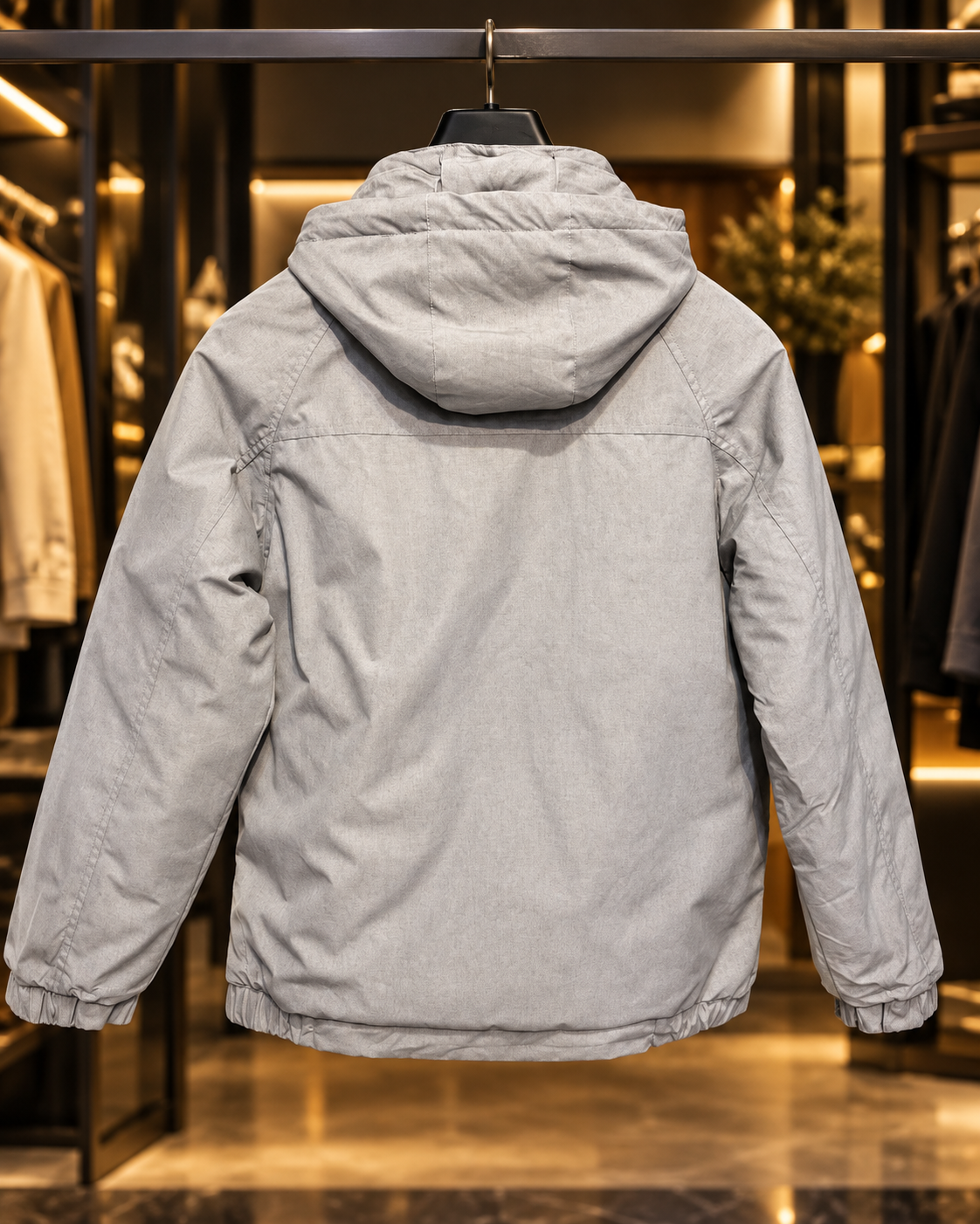 Men’s Light Grey Hooded Casual Jacket