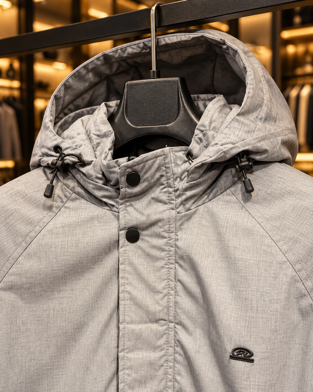 Men’s Light Grey Hooded Casual Jacket