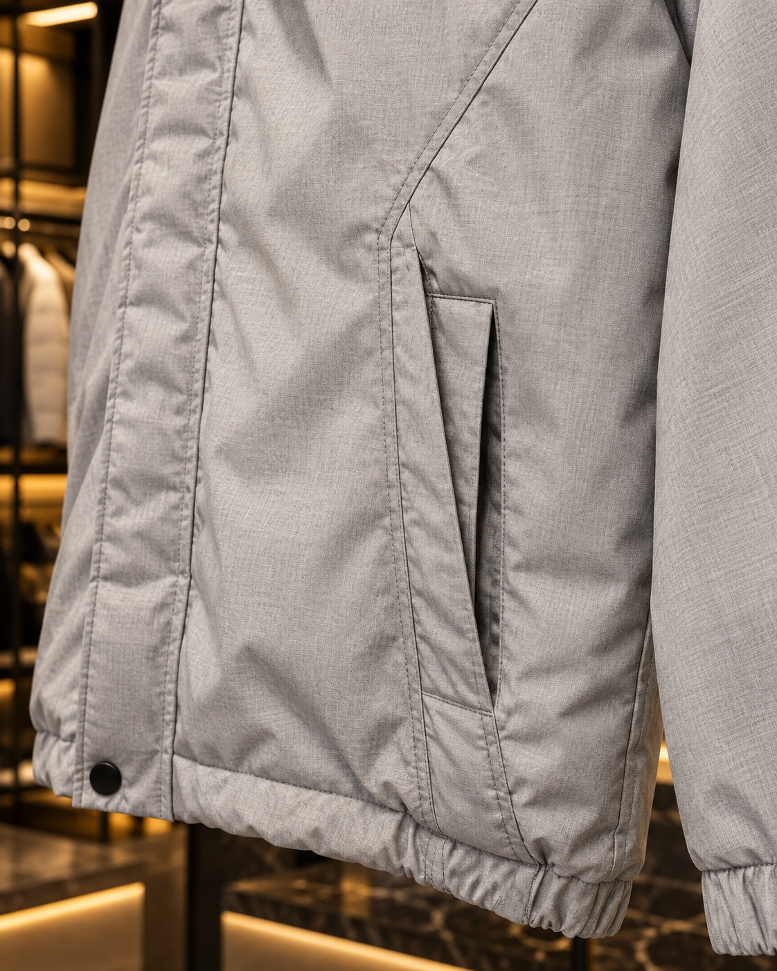 Men’s Light Grey Hooded Casual Jacket