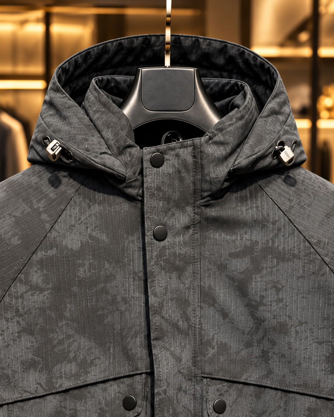 Men’s Charcoal Grey Hooded Utility Jacket