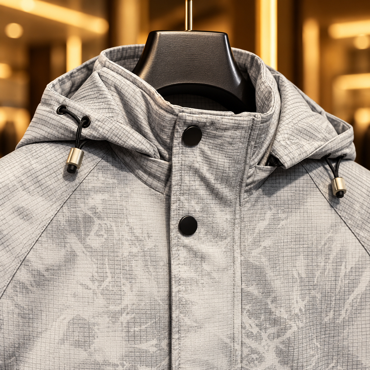 Men’s Light Grey Hooded Utility Jacket