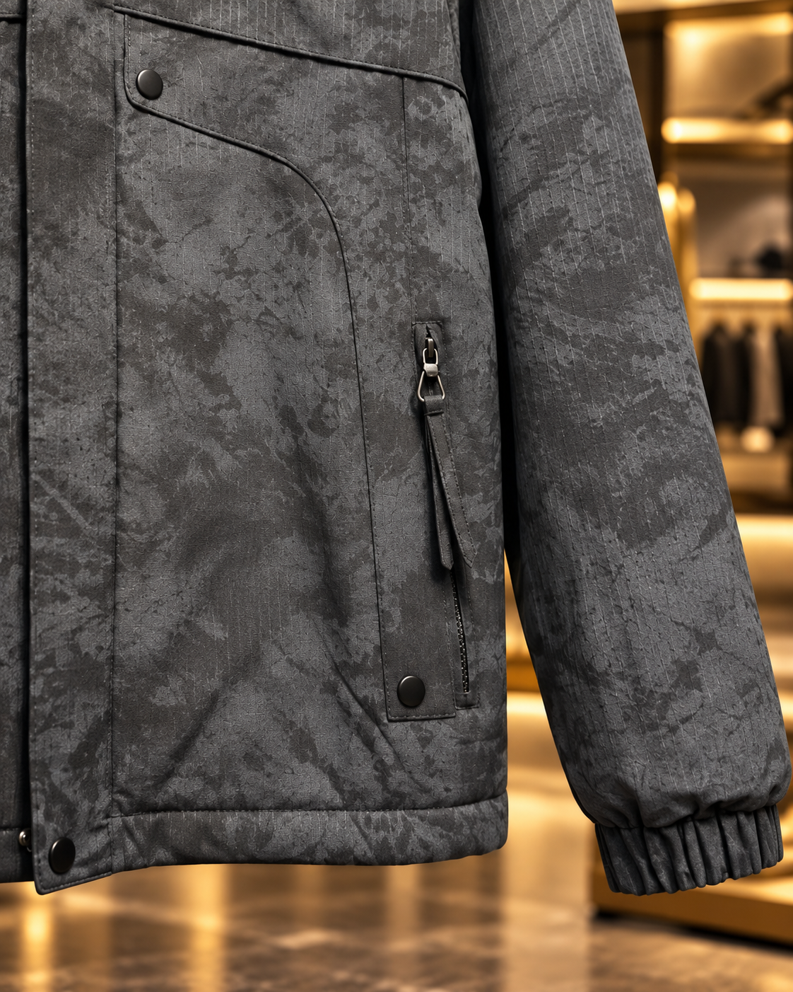 Men’s Charcoal Grey Hooded Utility Jacket