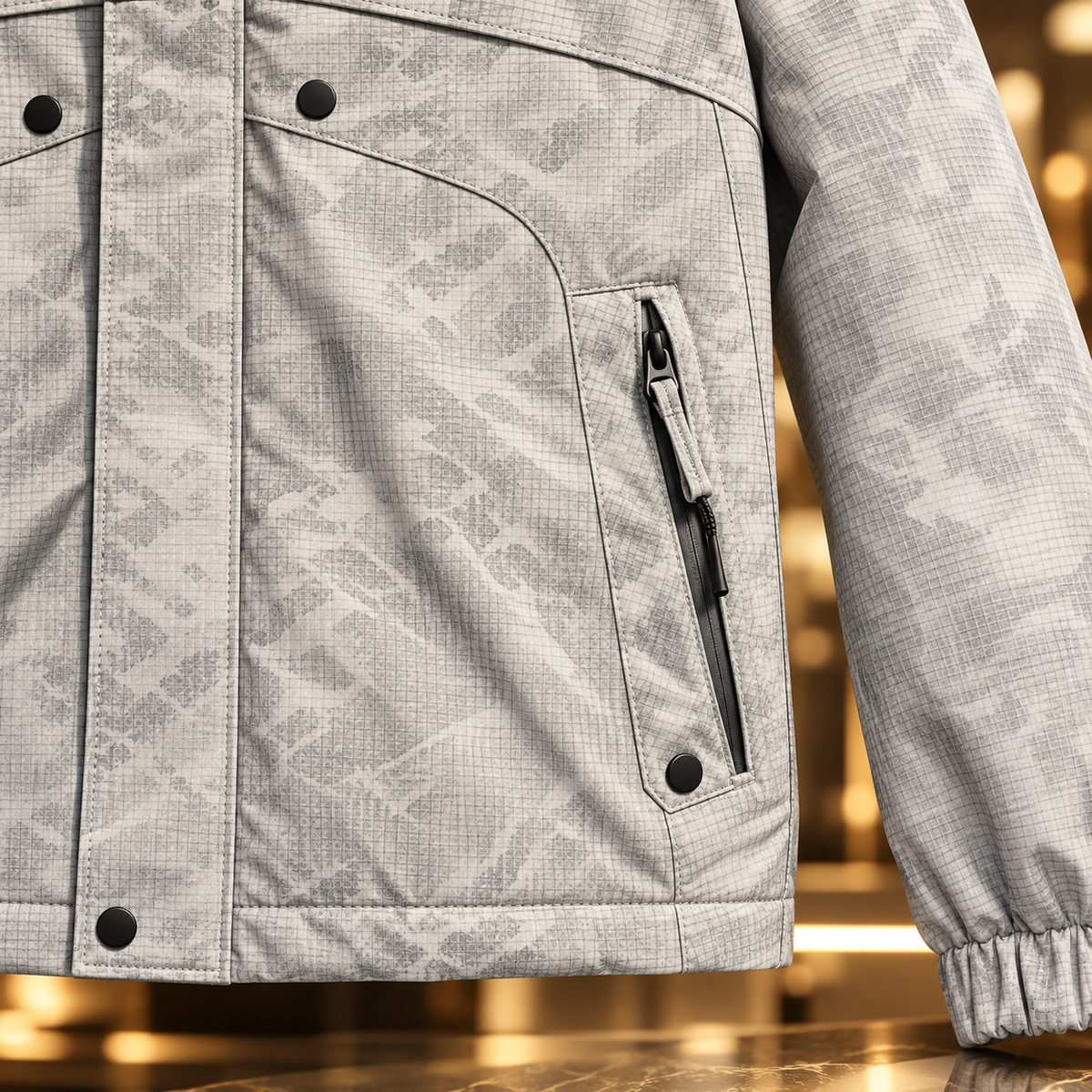 Men’s Light Grey Hooded Utility Jacket