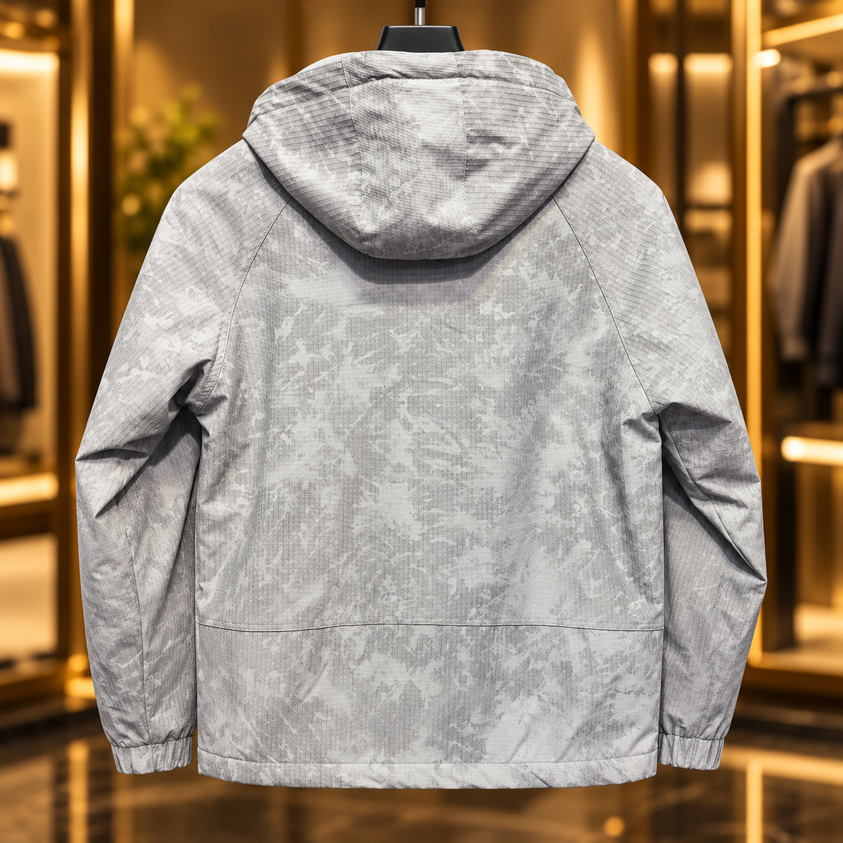 Men’s Light Grey Hooded Utility Jacket