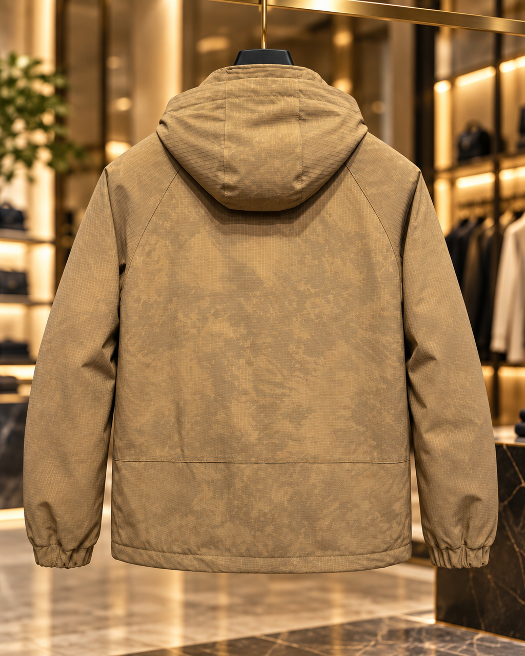 Men’s Camel Brown Hooded Utility Jacket