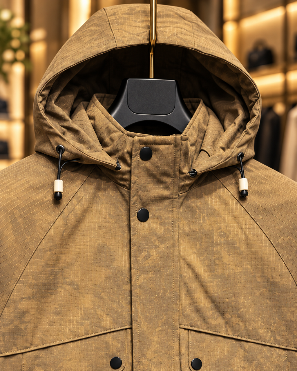 Men’s Camel Brown Hooded Utility Jacket