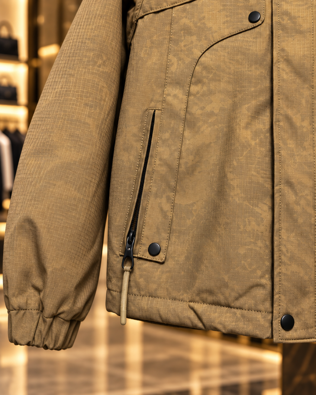 Men’s Camel Brown Hooded Utility Jacket