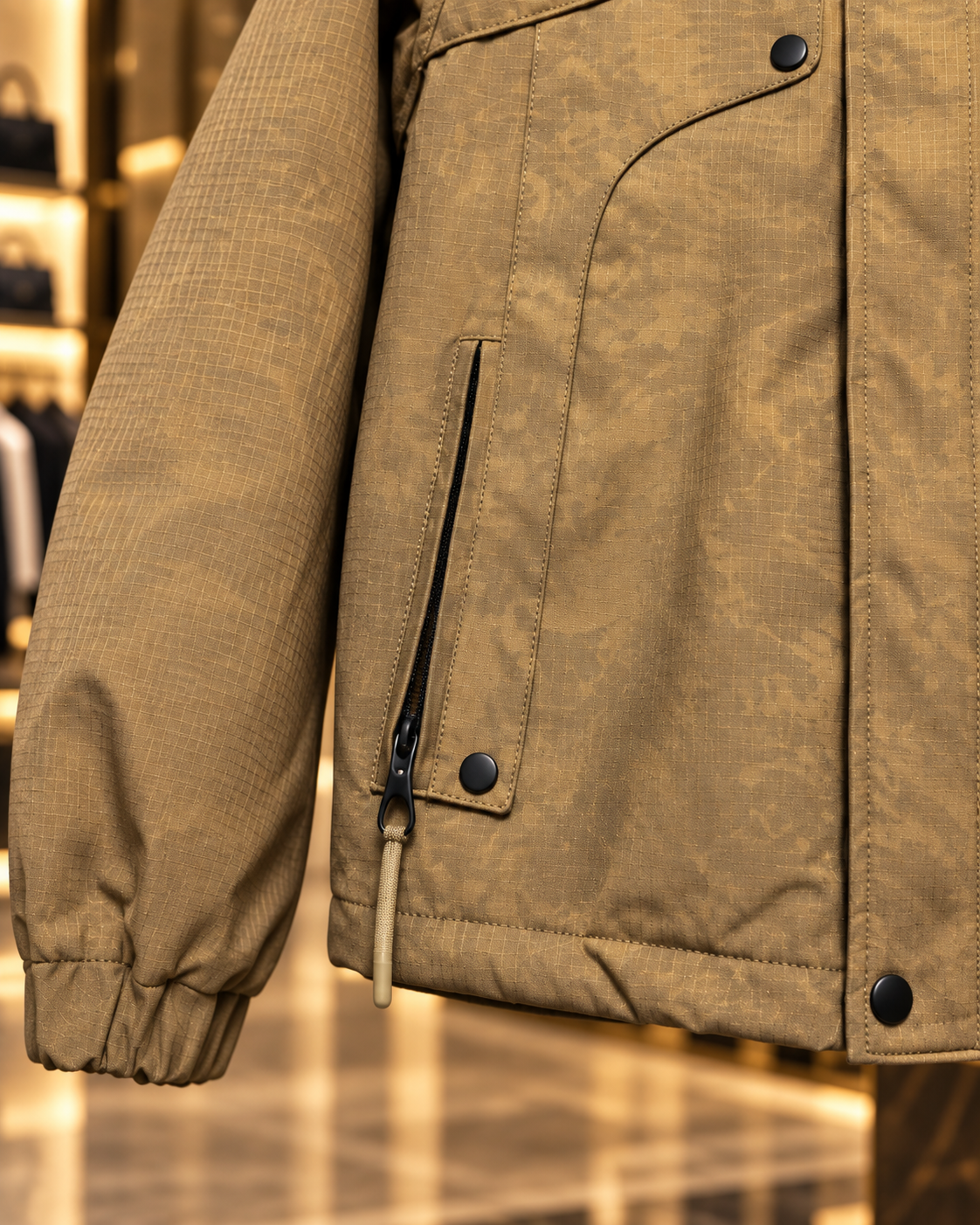 Men’s Camel Brown Hooded Utility Jacket
