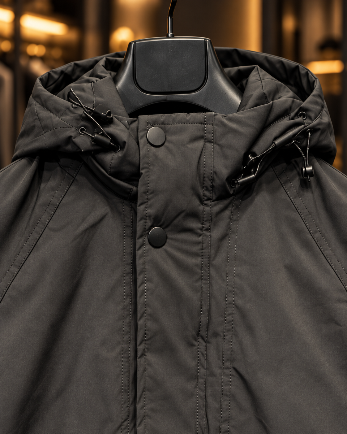 Men’s Black Hooded Casual Utility Jacket