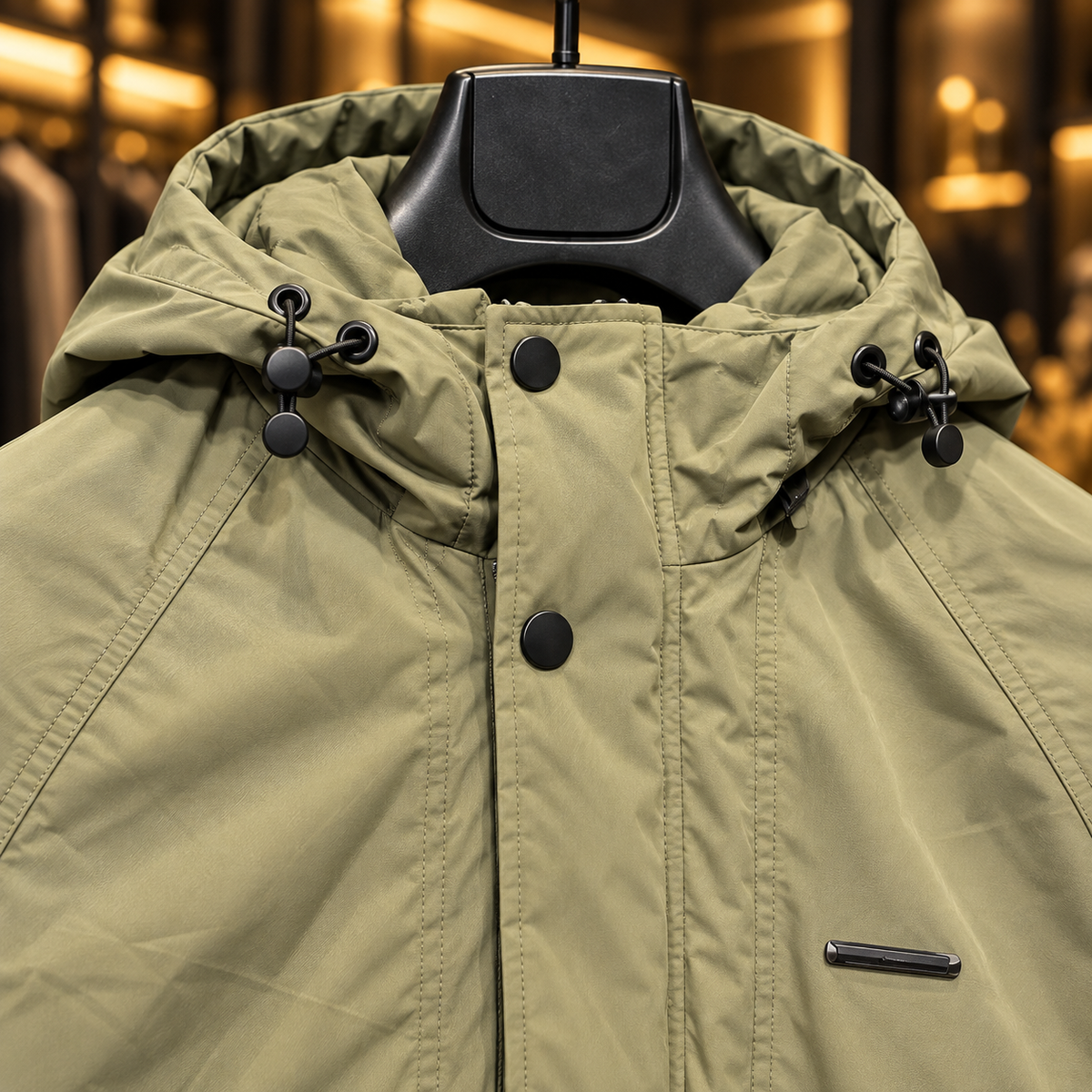 Men’s Olive Green Hooded Casual Utility Jacket