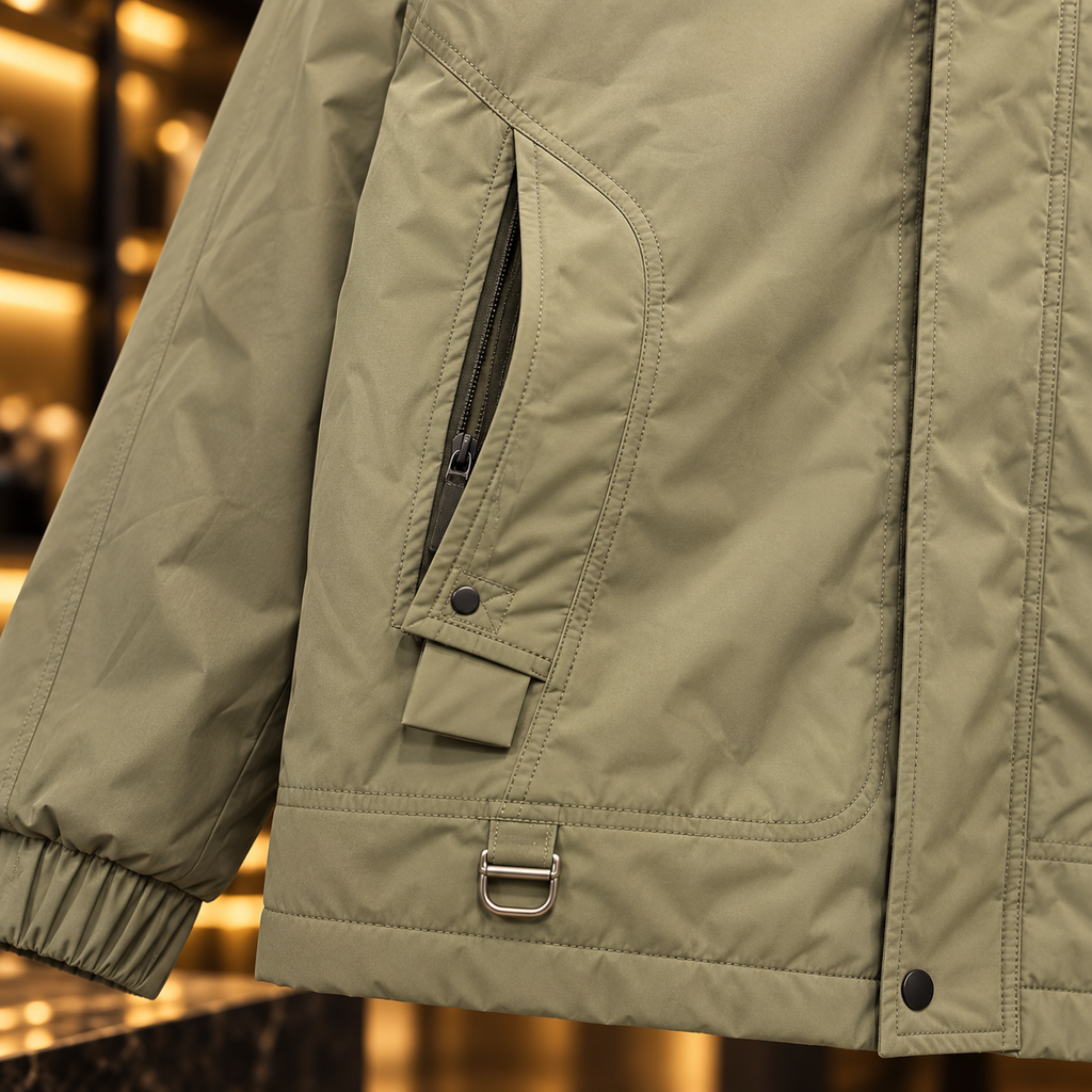 Men’s Olive Green Hooded Casual Utility Jacket