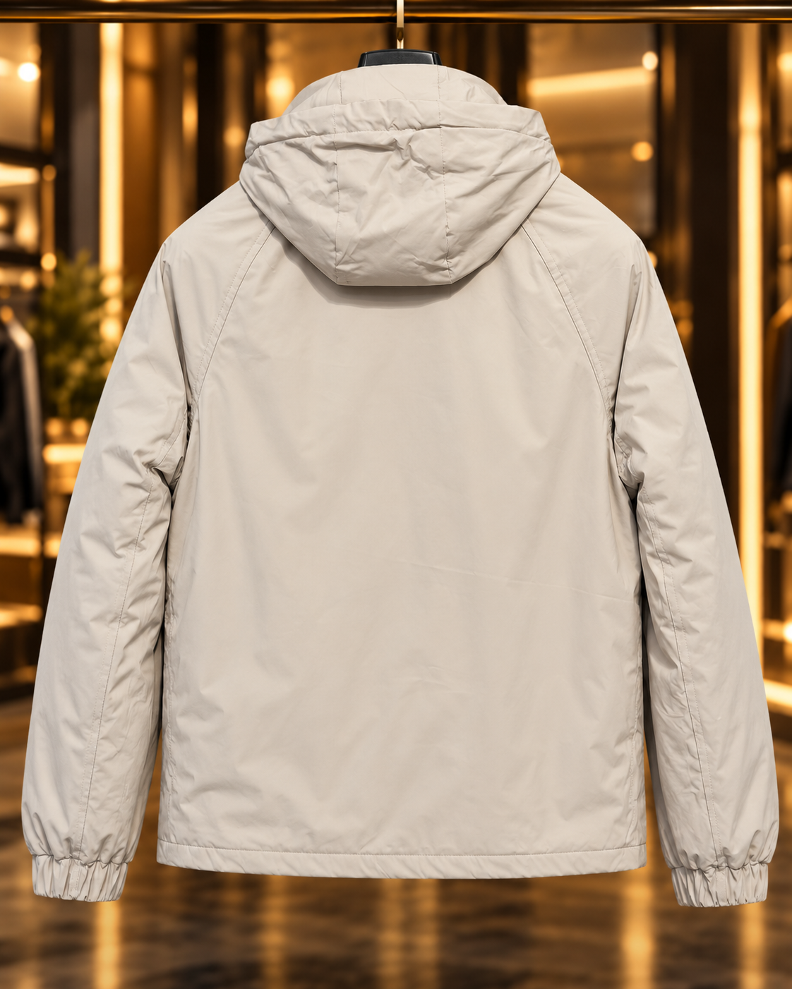 Men’s Stone Beige Hooded Casual Jacket