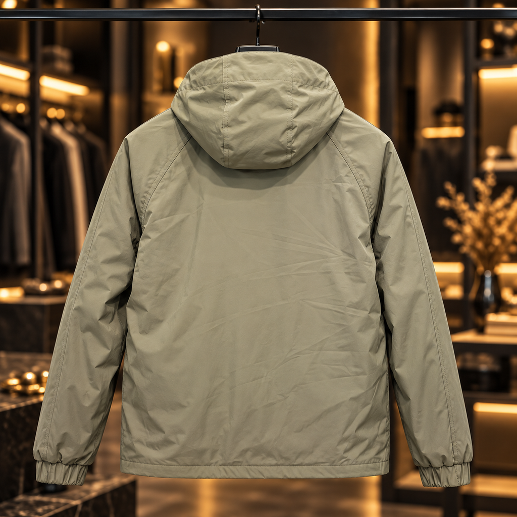 Men’s Olive Green Hooded Casual Utility Jacket
