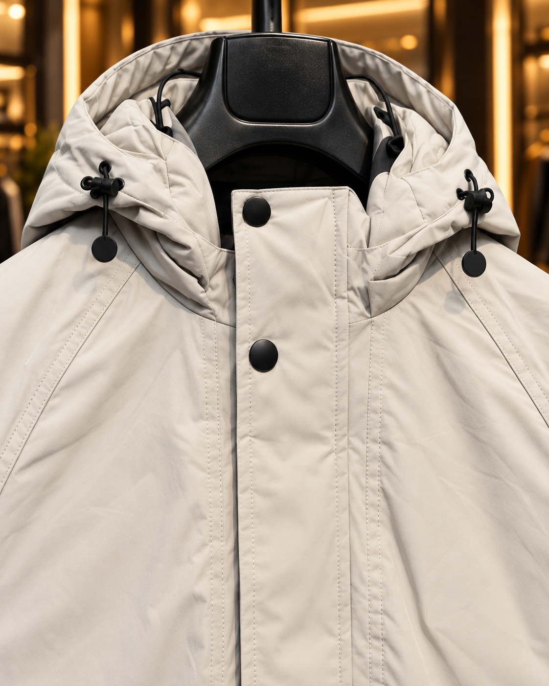 Men’s Stone Beige Hooded Casual Jacket