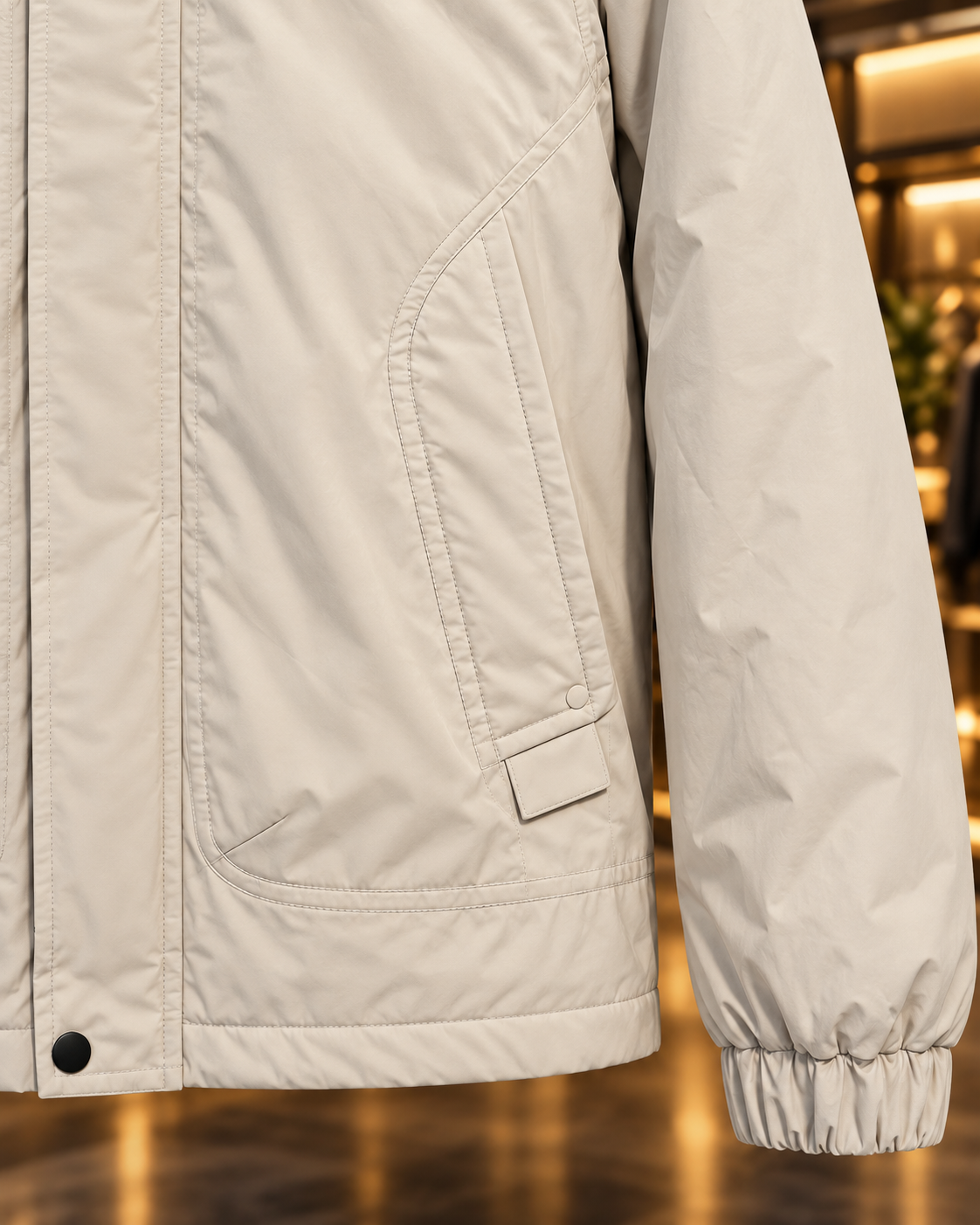 Men’s Stone Beige Hooded Casual Jacket