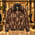 Men’s Chocolate Brown Plush Faux-Fur Zip Jacket