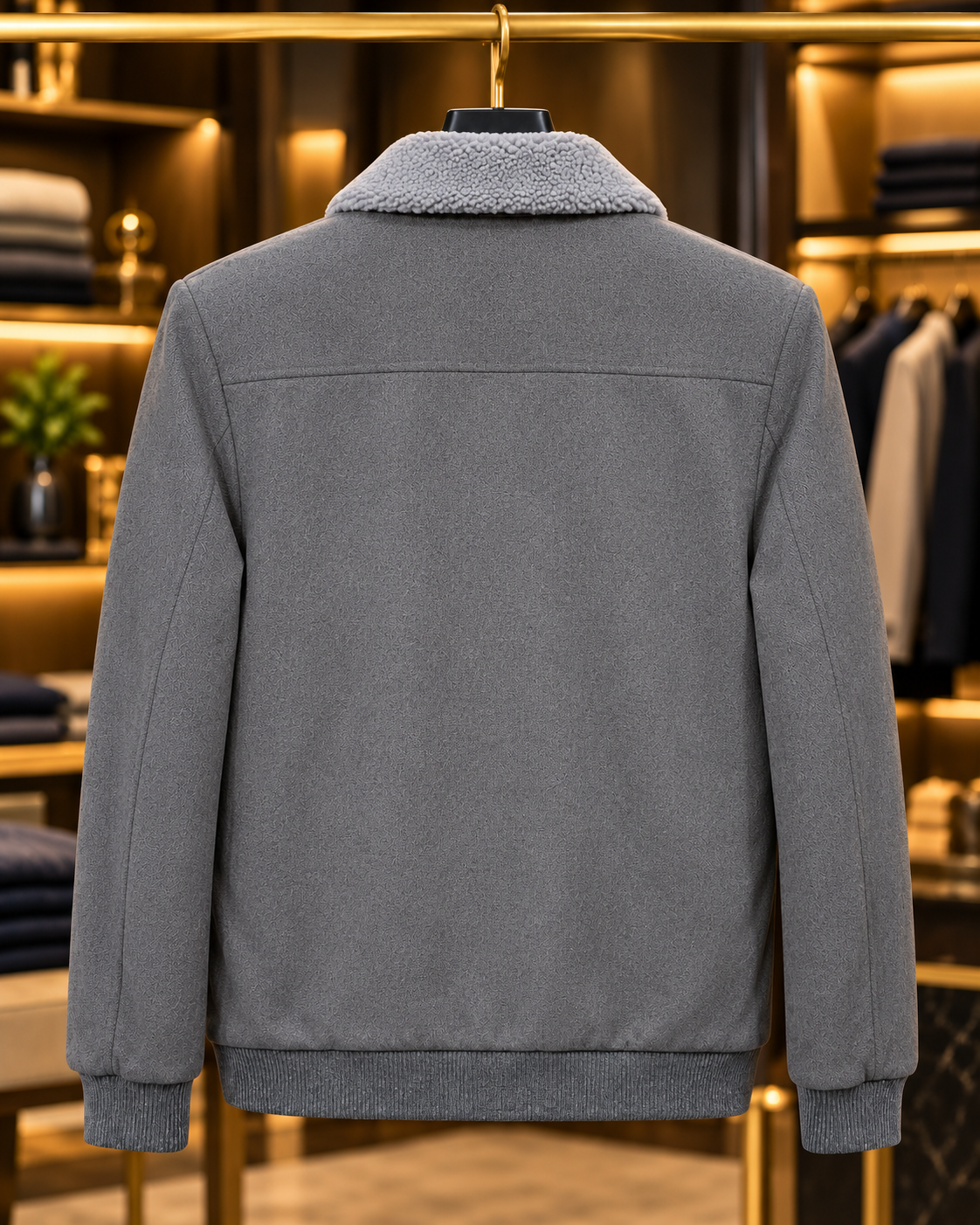 Men’s Sherpa Collar Full-Zip Casual Jacket