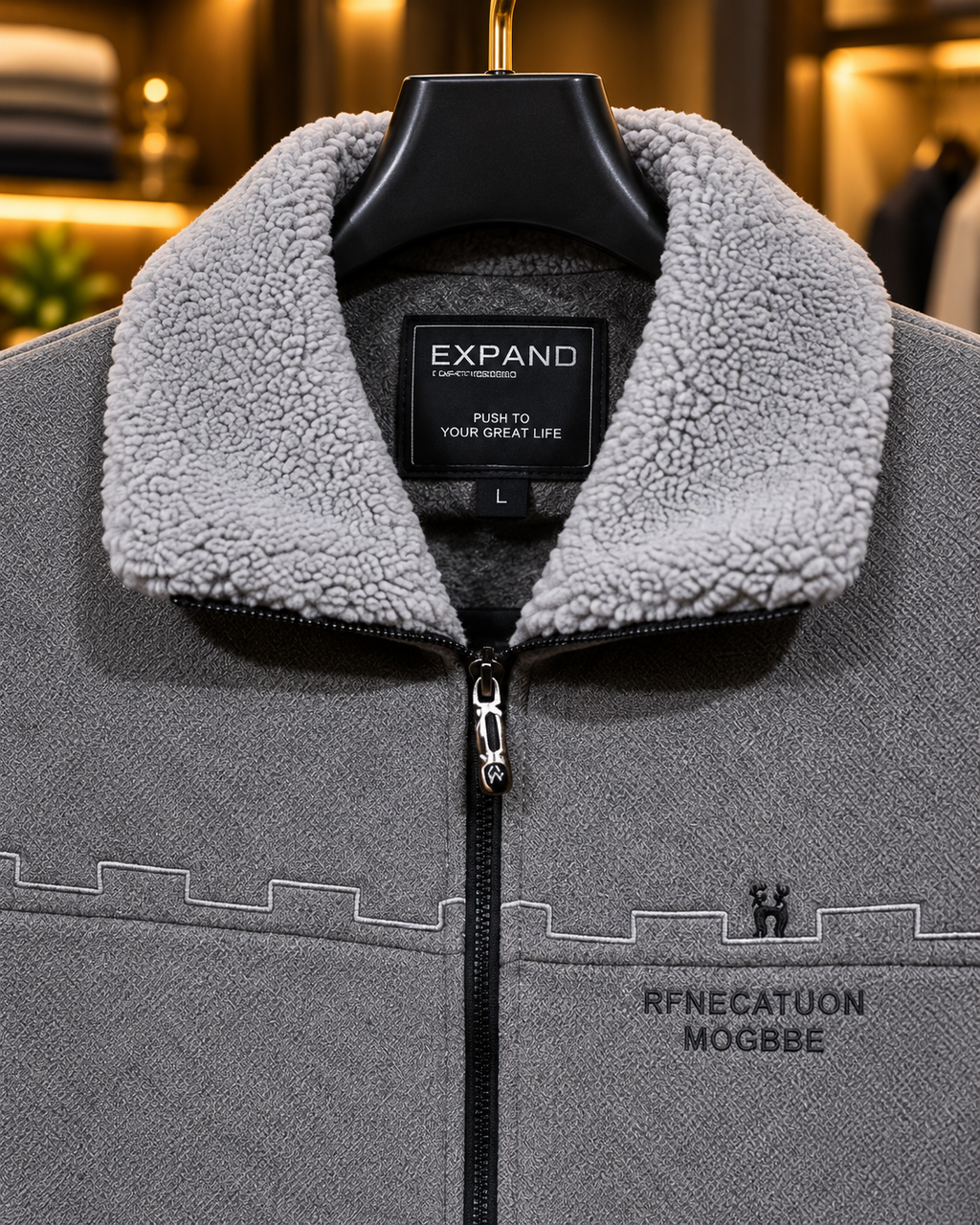 Men’s Sherpa Collar Full-Zip Casual Jacket