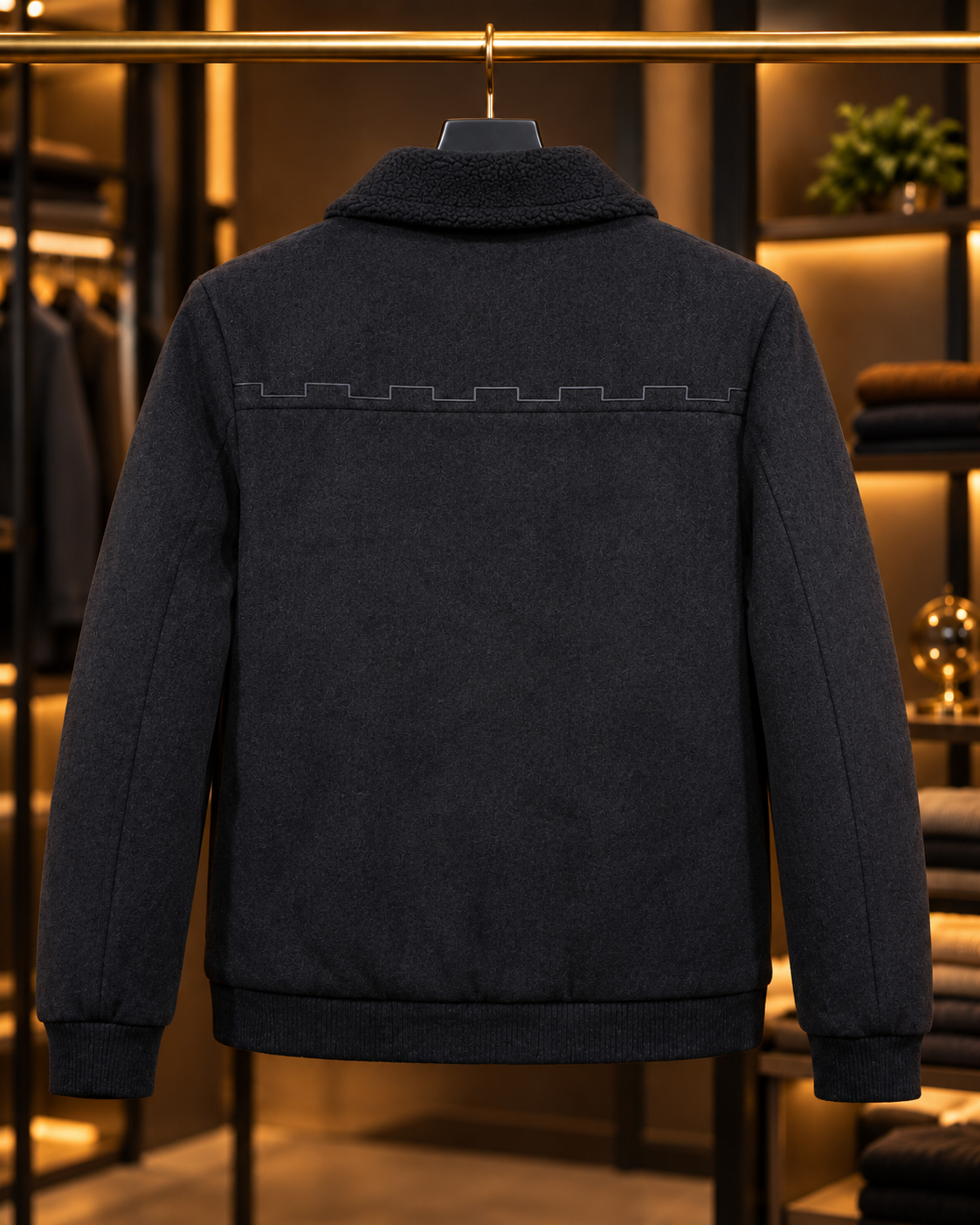 Men’s Sherpa Collar Full-Zip Casual Jacket