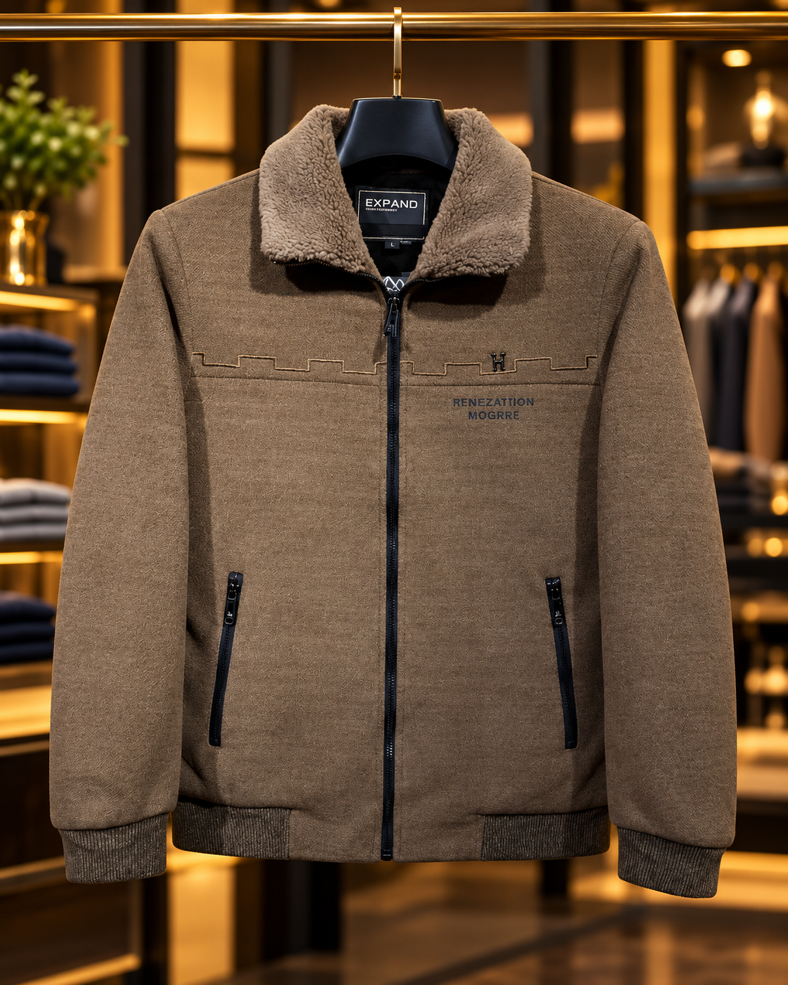 Men’s Sherpa Collar Full-Zip Casual Jacket