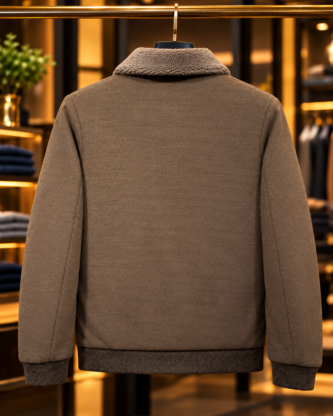 Men’s Sherpa Collar Full-Zip Casual Jacket