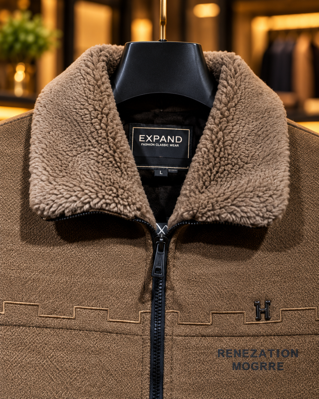 Men’s Sherpa Collar Full-Zip Casual Jacket