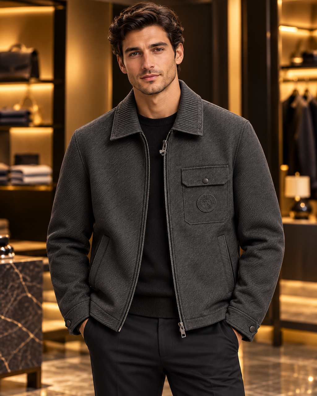 Men's Winter Harrington Jacket | Faux Fur Lined Bomber