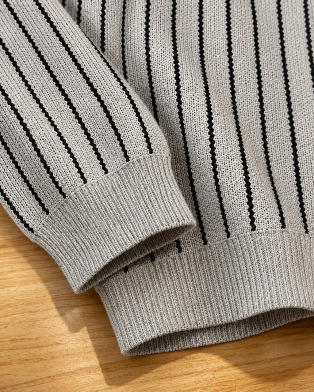 Men’s Vertical Stripe Knit Polo Sweater