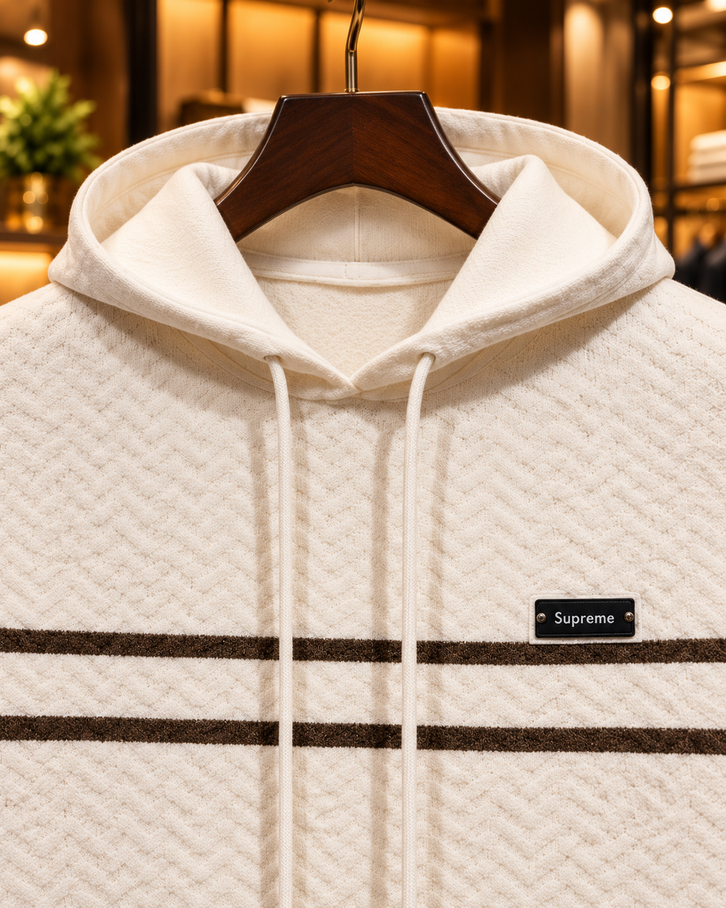 Men’s Textured Stripe Hooded Pullover