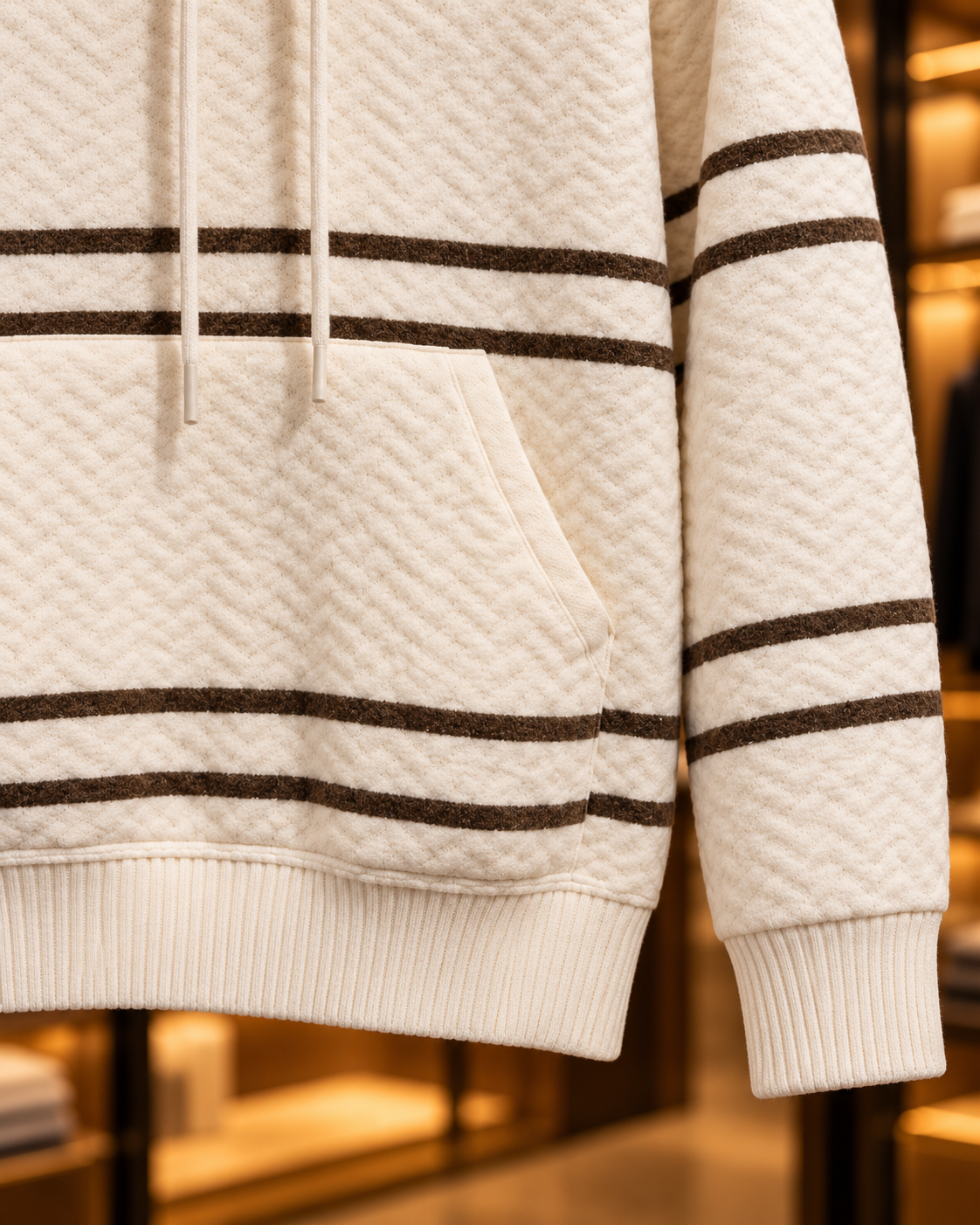 Men’s Textured Stripe Hooded Pullover