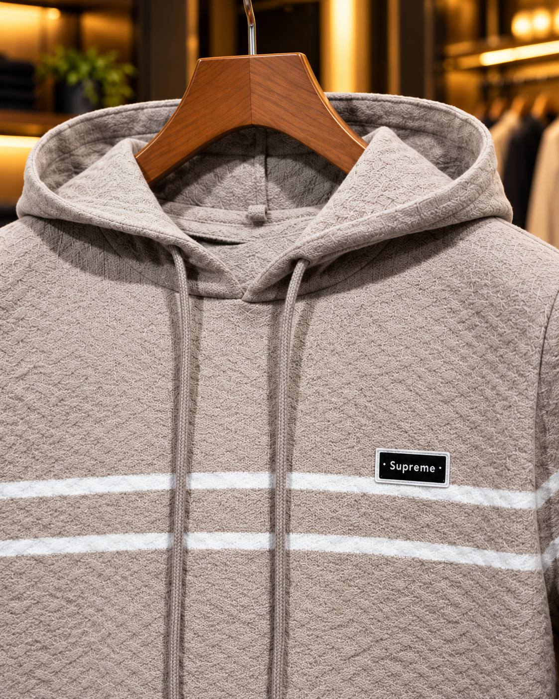 Men’s Textured Stripe Hooded Pullover