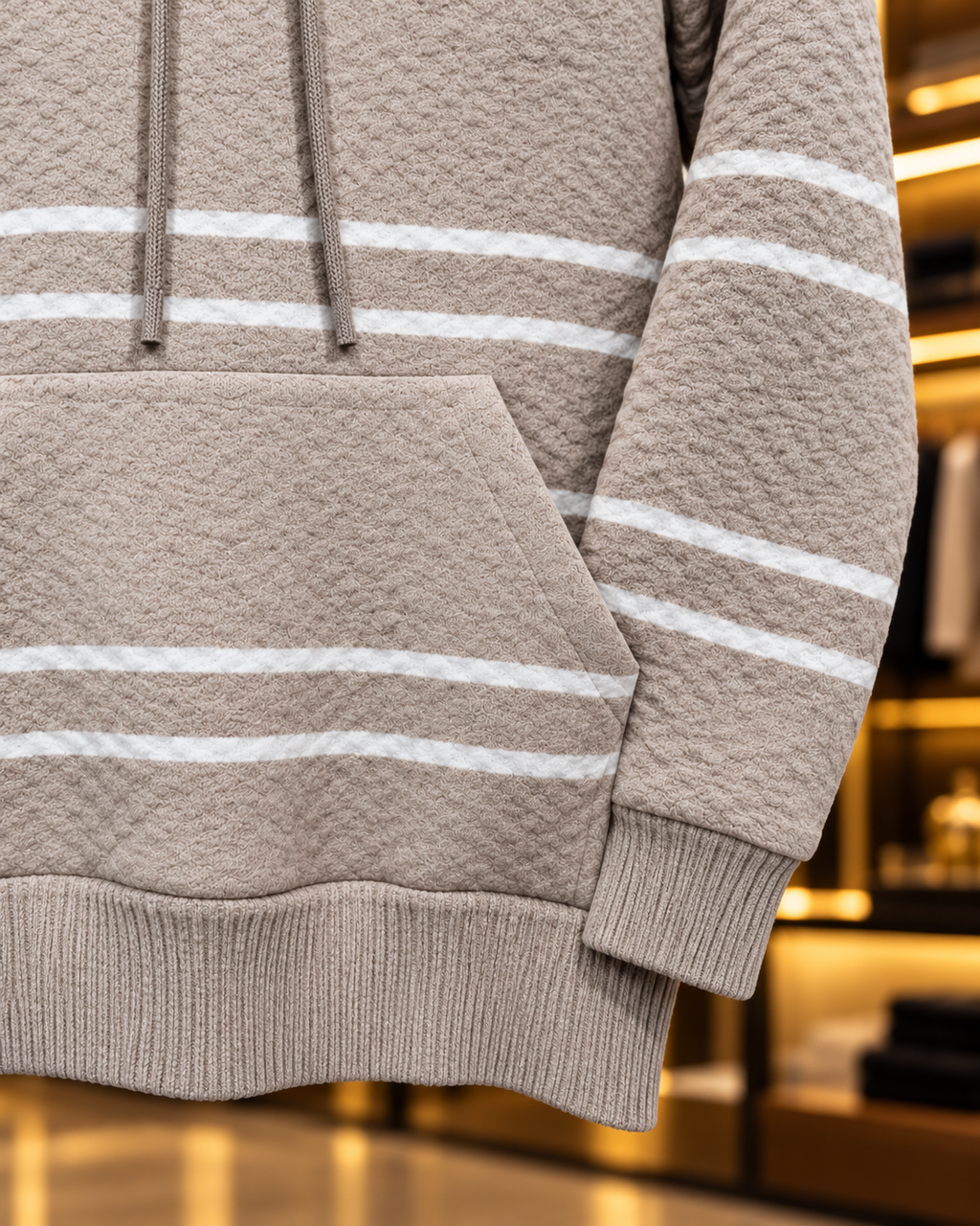 Men’s Textured Stripe Hooded Pullover