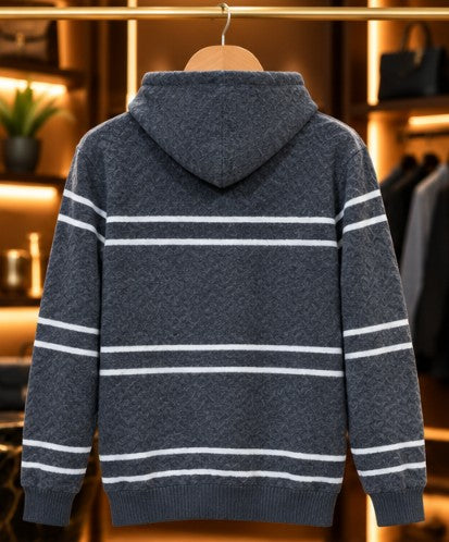 Men’s Textured Stripe Hooded Pullover
