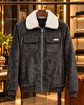 Men’s Sherpa Collar Suede-Look Utility Jacket
