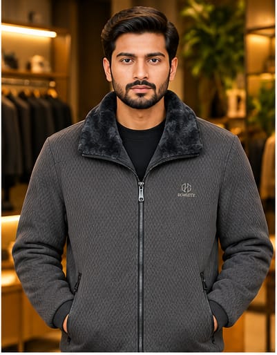 Men’s Faux-Fur Collar Full-Zip Casual Jacket