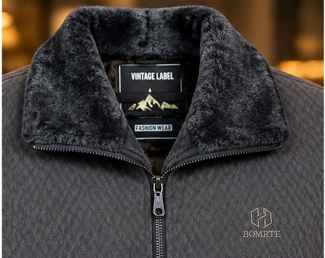 Men’s Faux-Fur Collar Full-Zip Casual Jacket