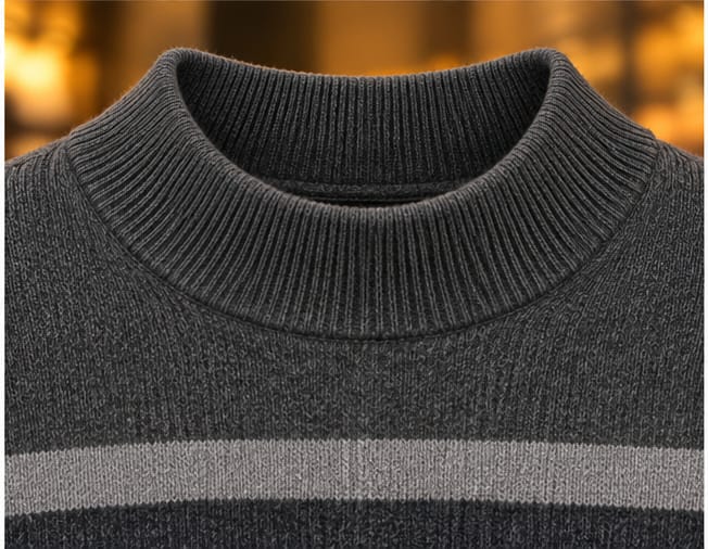 Men’s Mock Neck Contrast Stripe Knit Sweater