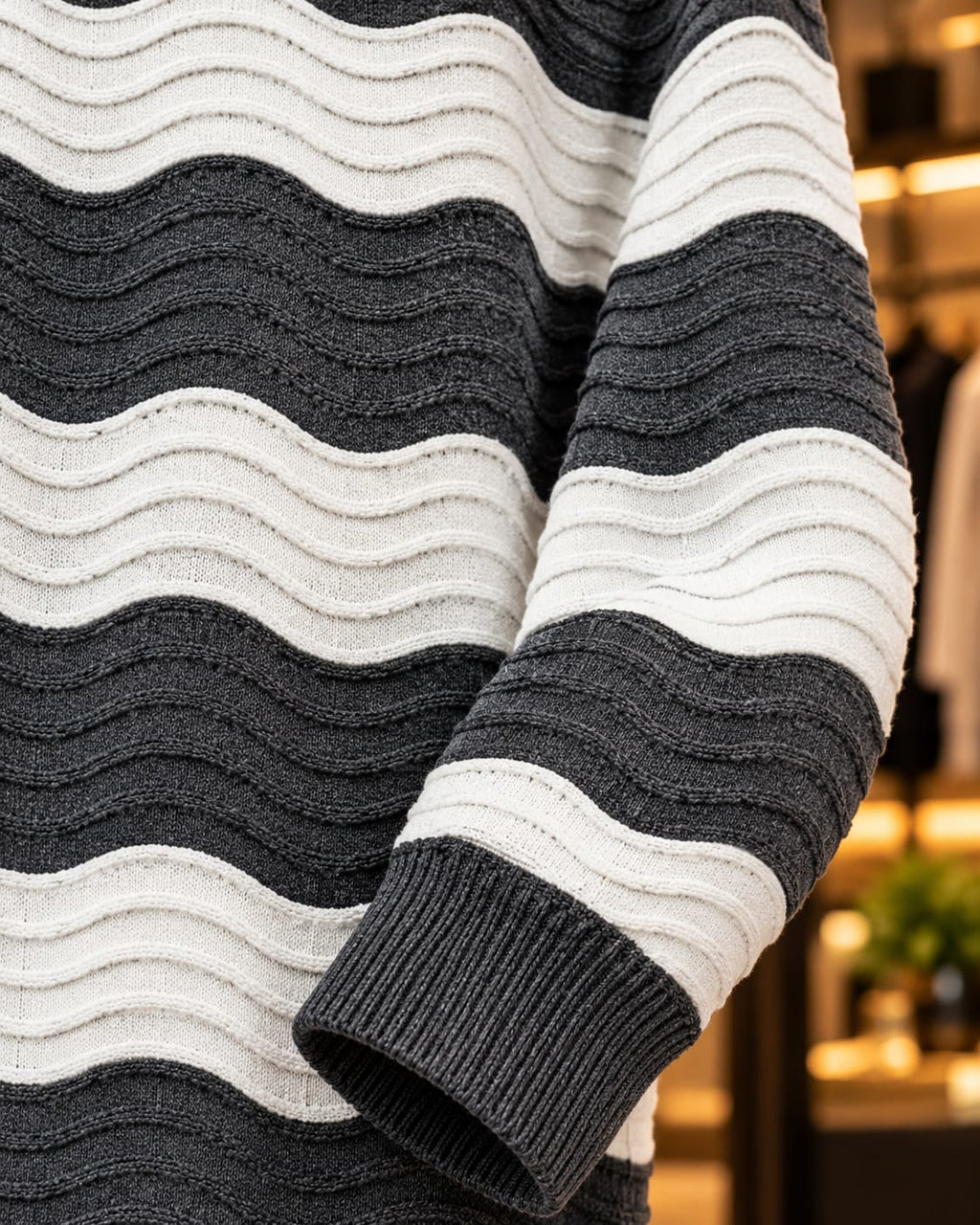 Men’s Textured Stripe Quarter-Zip Polo Sweater