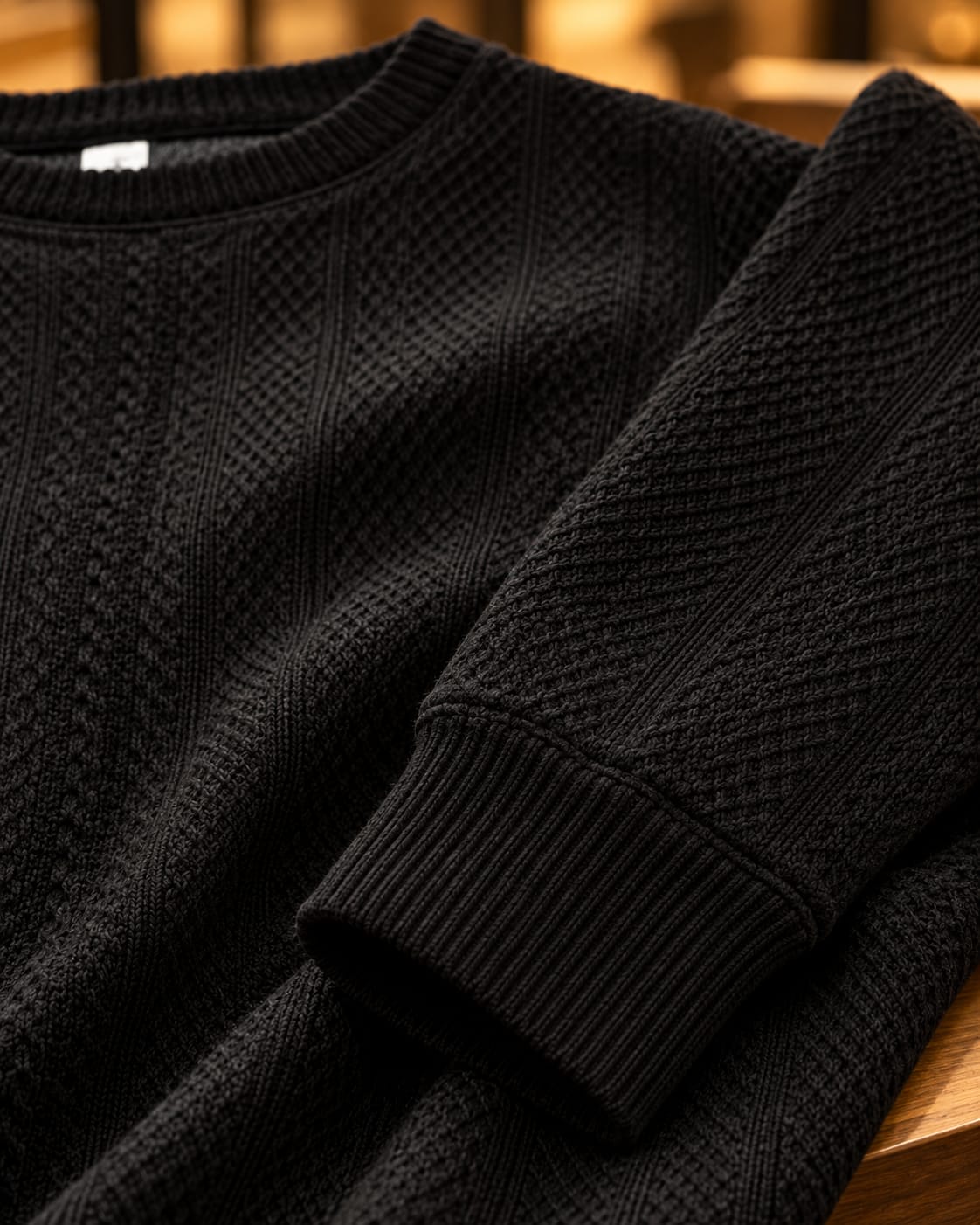 Men’s Textured Cable Knit Crew Neck Sweater