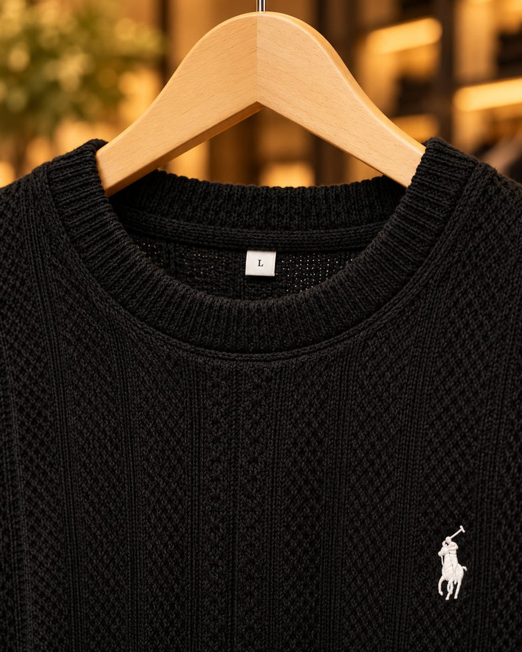 Men’s Textured Cable Knit Crew Neck Sweater
