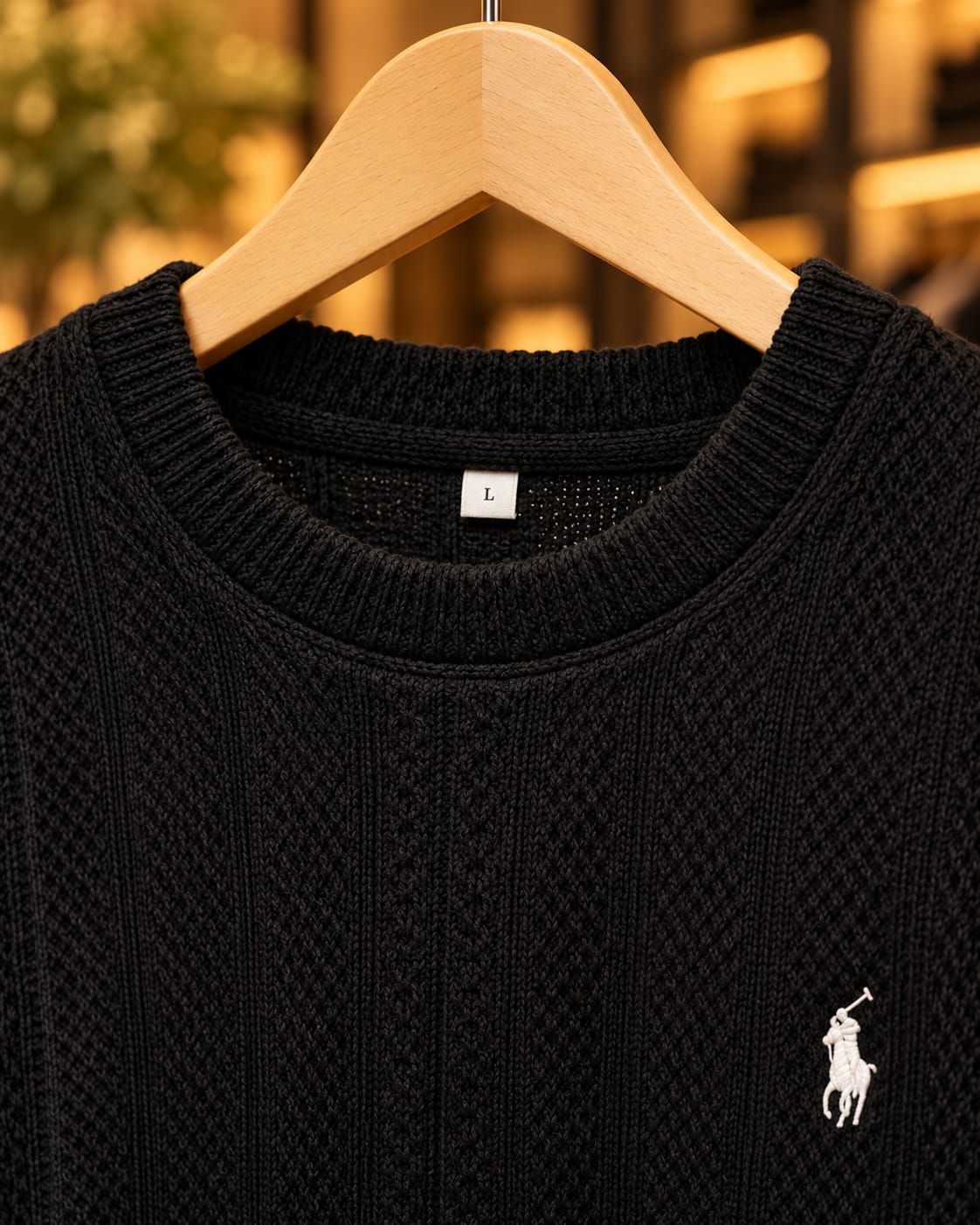 Men’s Textured Cable Knit Crew Neck Sweater